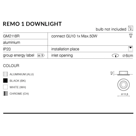 Oprawa stropowa REMO 1 Downlight ALU AZ1729 AZZARDO